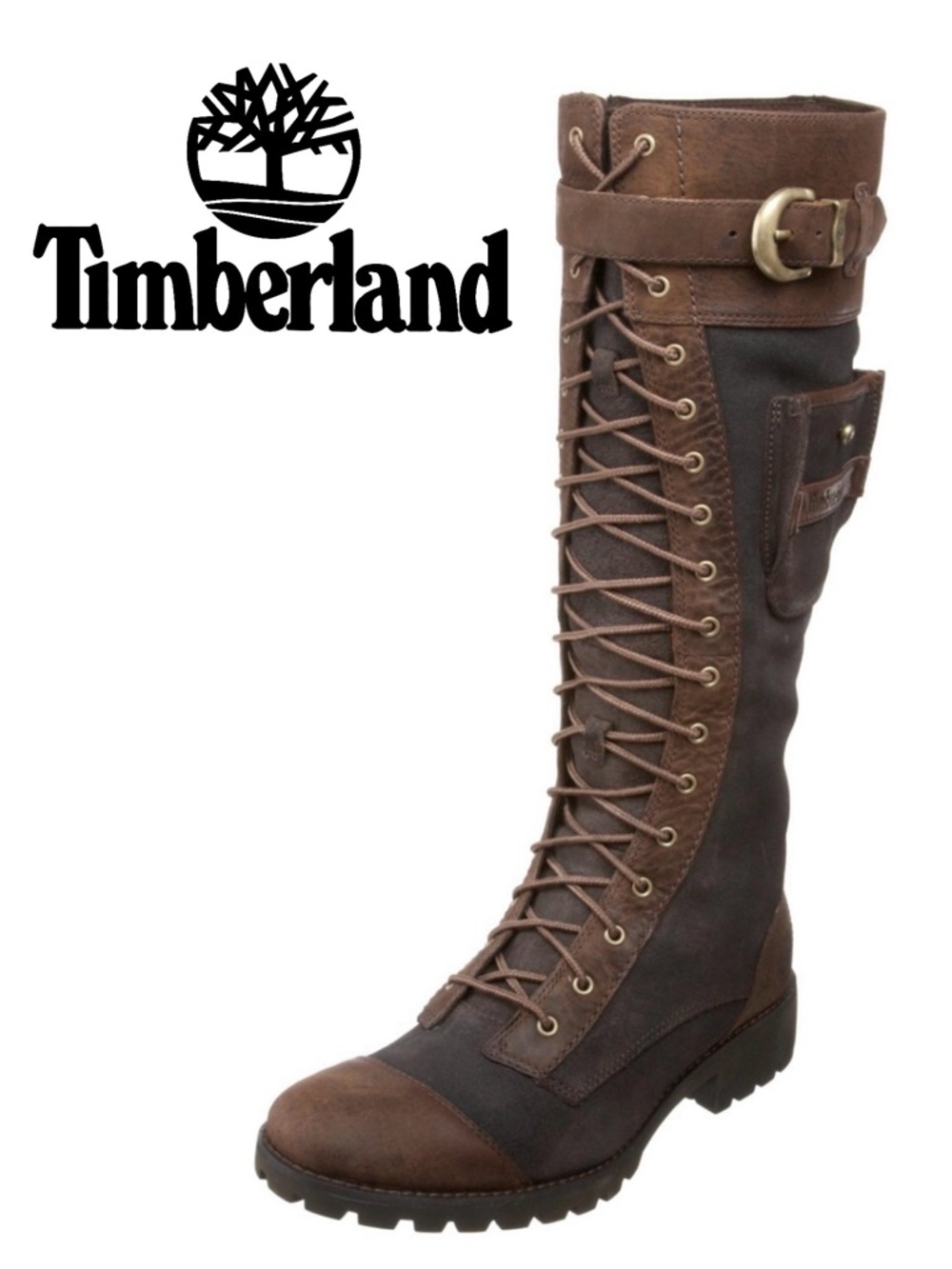Timberland Earthkeepers Atrus Rugged Snap Brown Leather Tall Lace-Up Boots